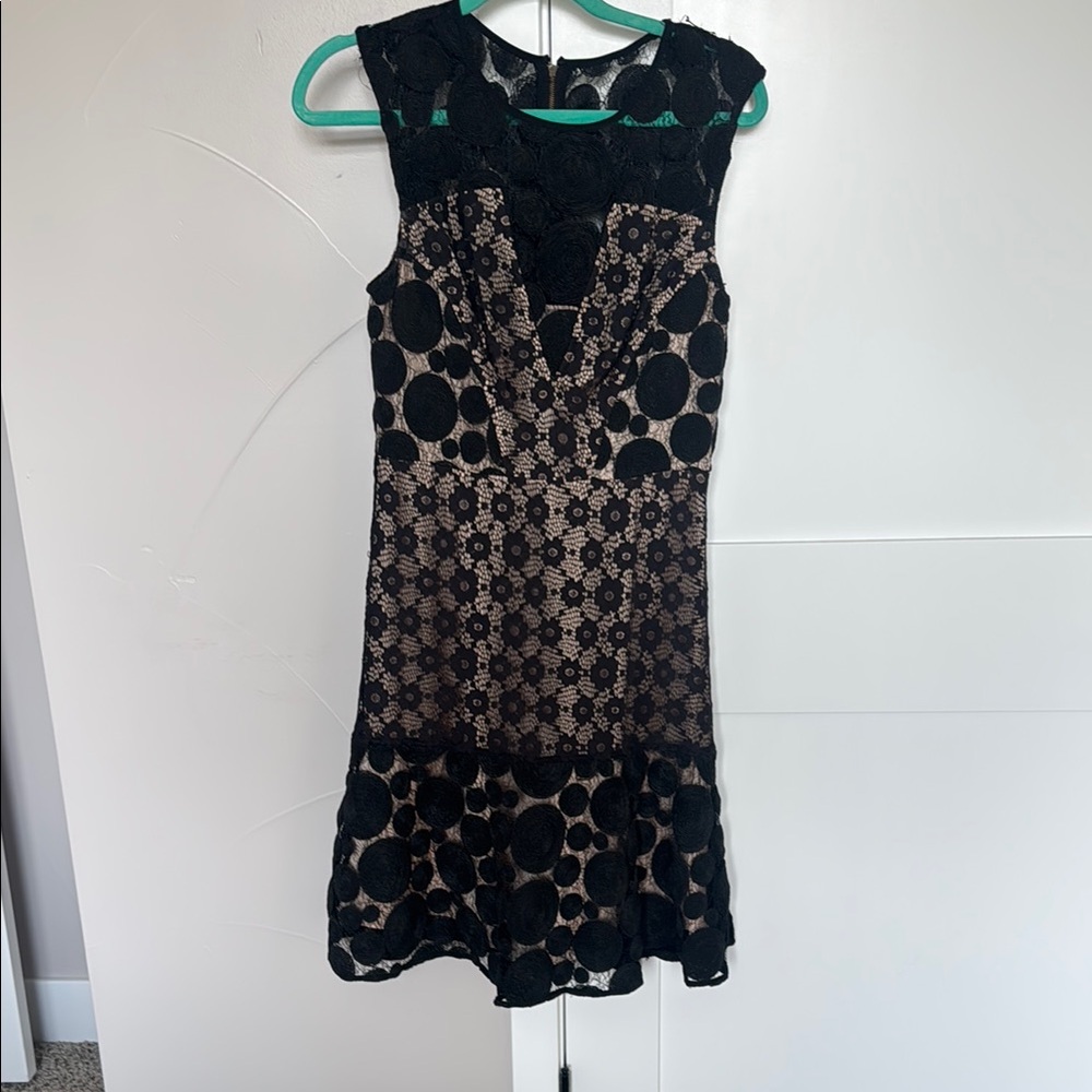 Elegant Black and Tan Lace Dress